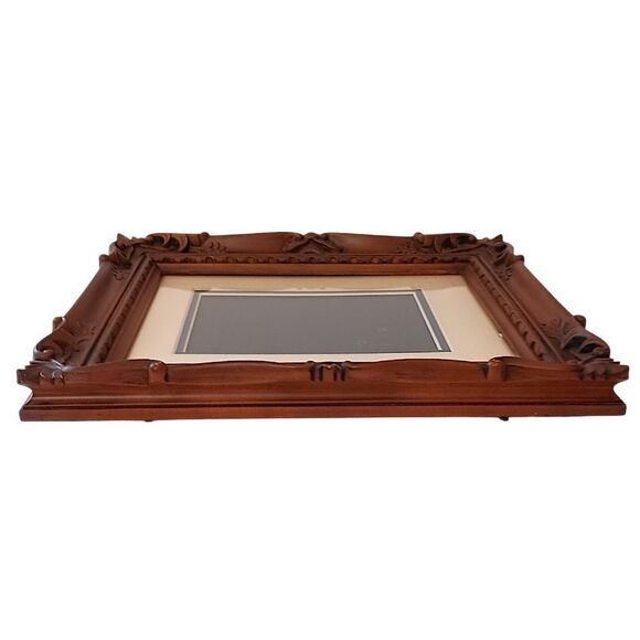 Ornate Faux Wood Picture Frame Photo Brown Vtg 70s Realistic Victorian Witchy - Picture 7 of 16